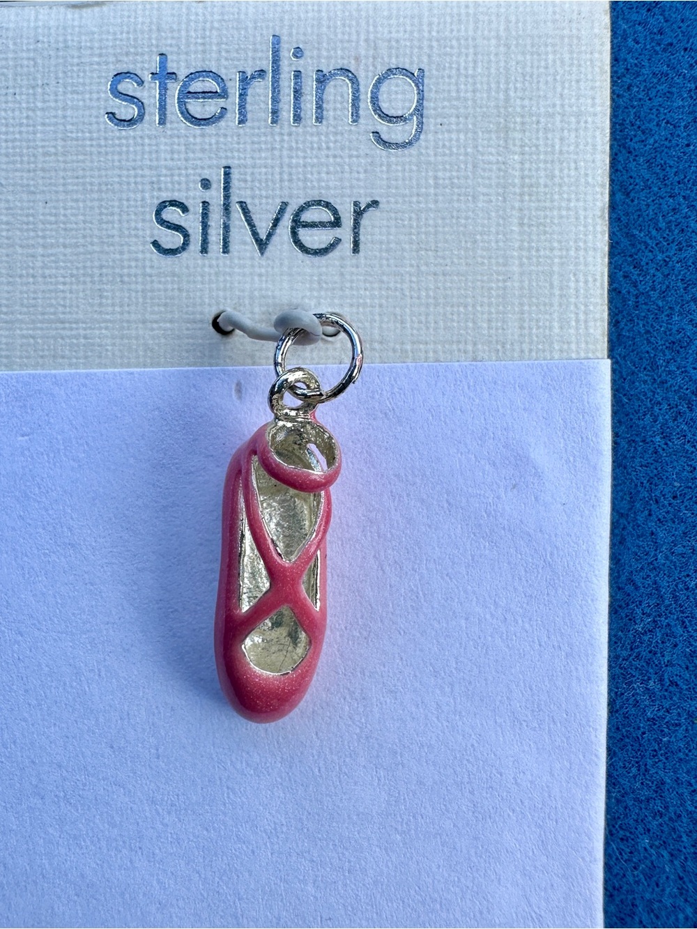 Sterling Silver Pink Ballet Slipper Charm - Picture 6 of 6